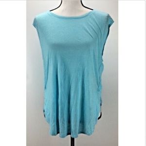 Free Press Tee T-Shirt Crewneck Cap Sleeve Side